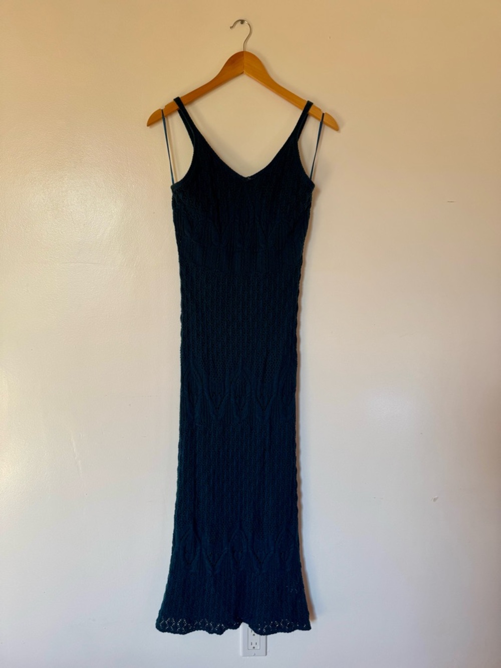 Navy Blue Crochet Midi Dress